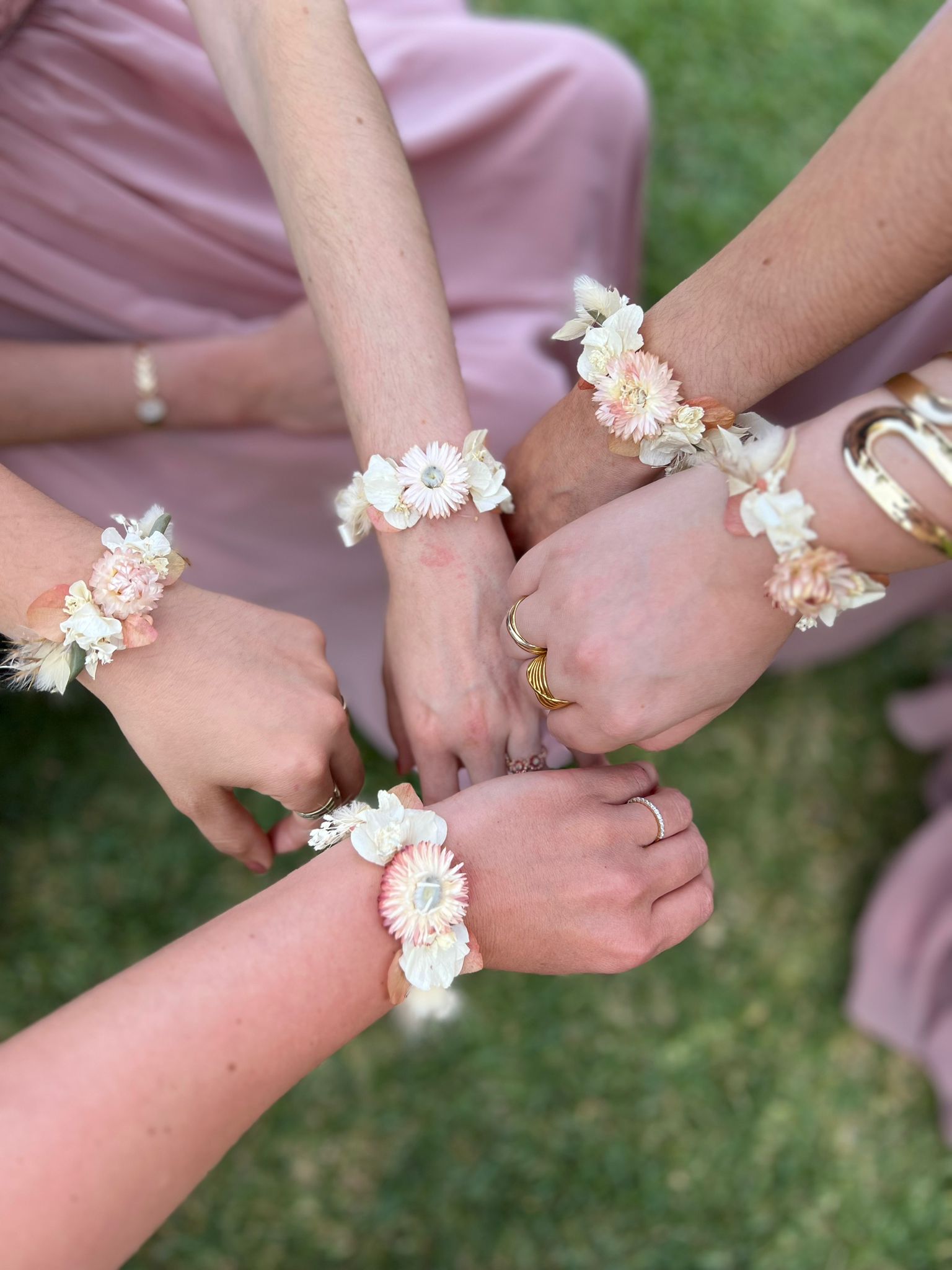 bracelet demoiselle d'honneur fleurs séchées